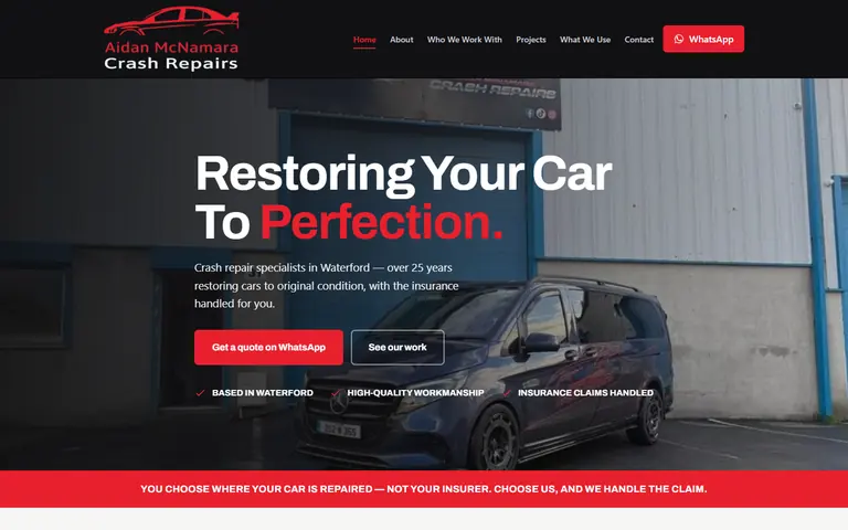 Aidan McNamara Crash Repairs homepage