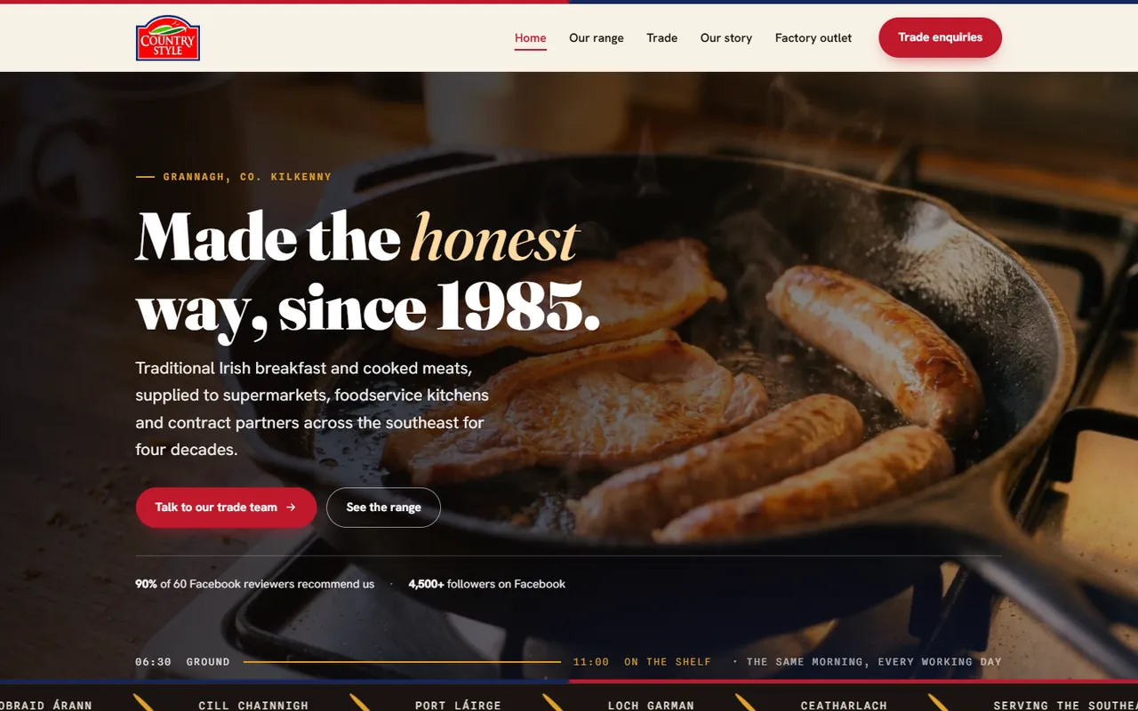Country Style Foods website homepage