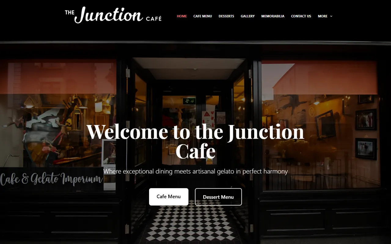 Junction Café website homepage