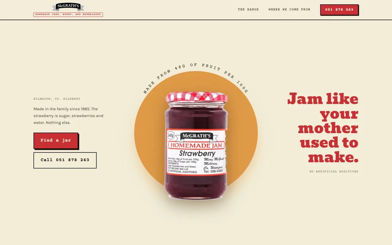 McGrath's Homemade Jam website homepage